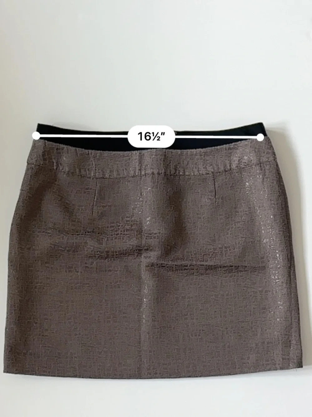 LOFT Metallic Textured Mini Skirt Size 12 Taupe Brown Black Waist Y2K